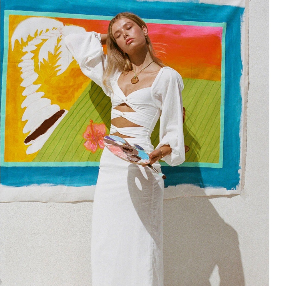 Sabo Skirt White Midi Dress